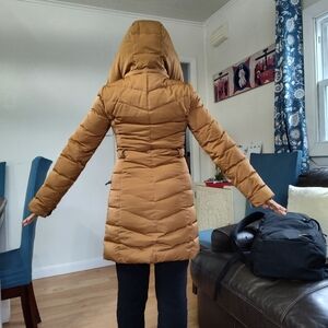 Zara Tan Puffer Coat with Quilted Design